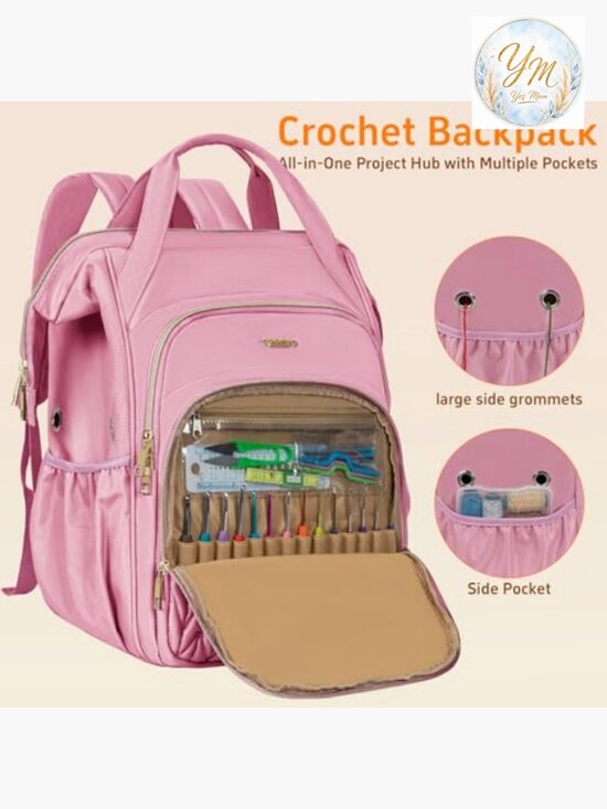 Large Crochet Backpack Yarn Storage Organizer with Grommets